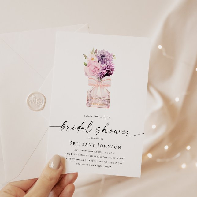 Watercolor Pink Flowers Perfume Bridal Shower Invitation (Creator Uploaded)