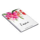 Watercolor Pink Flowers Posy Personalised Notebook