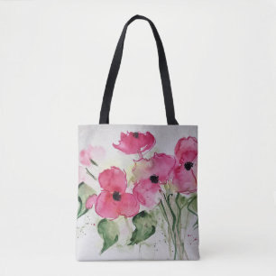 Watercolor Pink Flowers Tote Bag