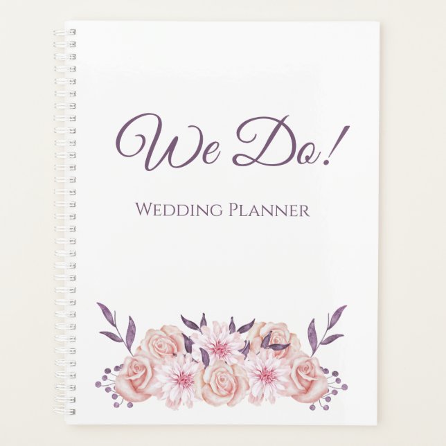 Watercolor Pink Flowers- Wedding-Planner Planner (Front)
