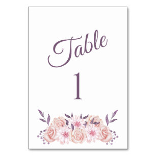 Watercolor Pink Flowers-Wedding- Table Number