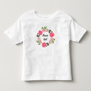 Watercolor Pink Flowers Wreath Circle Toddler T-Shirt