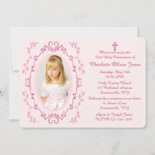 Watercolor Pink Frame Photo Invitation
