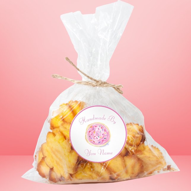 Watercolor Pink Frosted Sugar Cookie Exchange Classic Round Sticker (Creator Uploaded)