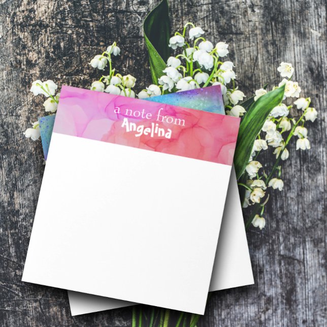Watercolor pink fuchsia splash white letter notepad (Creator Uploaded)