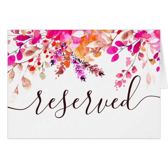 Watercolor pink garden floral wedding reserved (Front Horizontal)