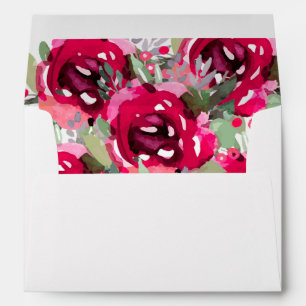 Watercolor Pink Garden Flowers Envelope