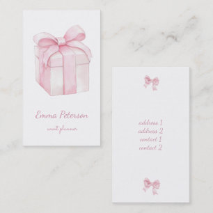 watercolor pink gift event planner business card