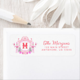 Watercolor Pink Girl Elf Monogram Crest Address