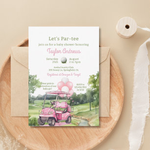 Watercolor Pink Golf Baby Shower Invitation