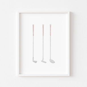 Watercolor Pink golf club poster