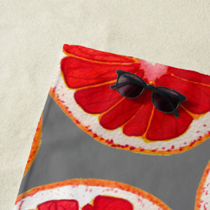 Watercolor pink grapefruit slice art beach style beach towel