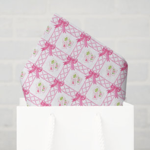 Watercolor Pink & Green Bow Mahjong Tissue Paper