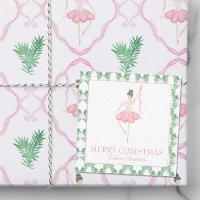 Watercolor Pink & Green Christmas Ballerinas Photo