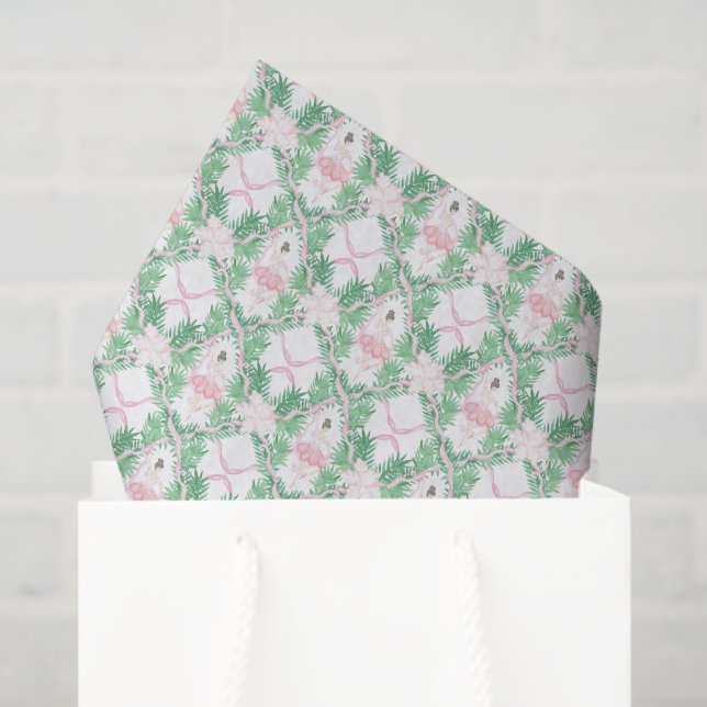 Watercolor Pink & Green Christmas Ballerinas Tissue Paper (Gift Bag)