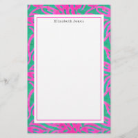 Watercolor Pink + Green Damask