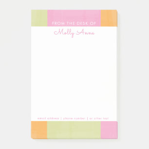 Watercolor Pink Green Orange Girly School Office Post-it Notes