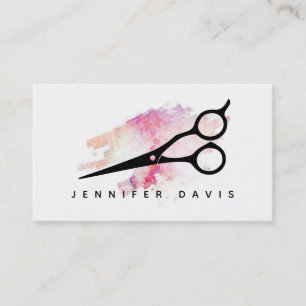 watercolor pink hairstylist hair stylist splatter business card