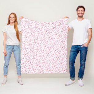 Watercolor Pink Hearts Valentine's Day Fleece Blanket