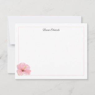 Watercolor Pink Hibiscus Flower Personalised Card