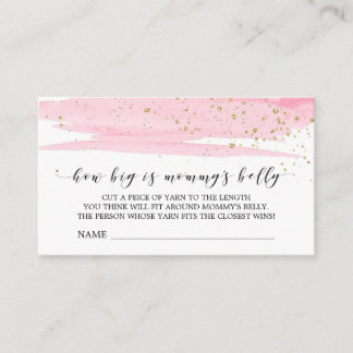 Watercolor Pink How Big Is Mummy's Belly Game Card