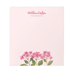 Watercolor Pink Hydrangea Lacecaps Illustration Notepad