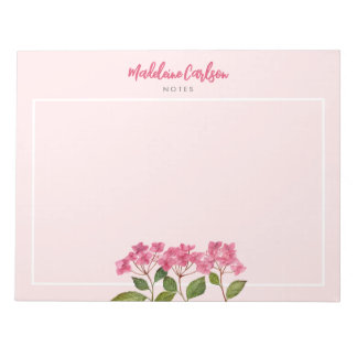 Watercolor Pink Hydrangea Lacecaps Illustration Notepad