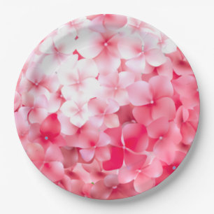 Watercolor Pink Hydrangea Paper Plate