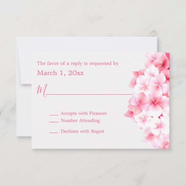 Watercolor Pink Hydrangea RSVP (Front)
