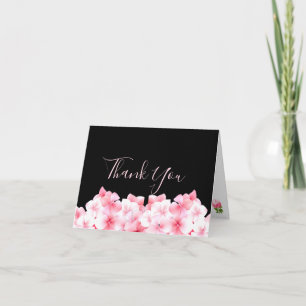 Watercolor Pink Hydrangea Thank You Card