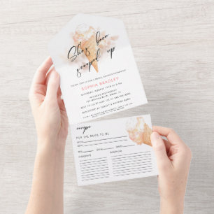 Watercolor Pink Ice Cream Bridal Shower All In One Invitation