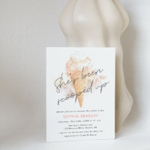Watercolor Pink Ice Cream Bridal Shower Invitation