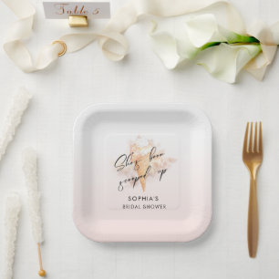 Watercolor Pink Ice Cream Bridal Shower  Paper Plate