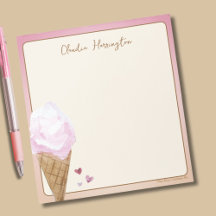 Watercolor Pink Ice Cream Personalised Stationery