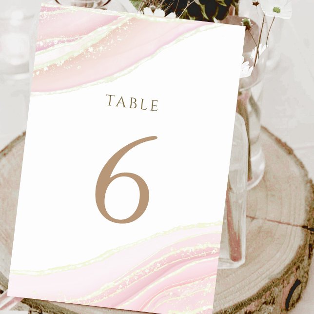 watercolor pink ink Table Number 6 (Creator Uploaded)