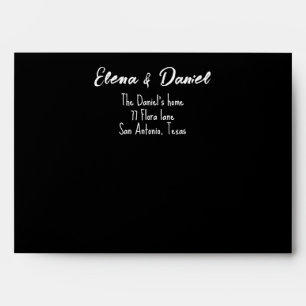 Watercolor pink lavender roses minimalist black envelope