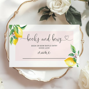 Watercolor pink lemon Books and Bows Raffle Enclosure Card