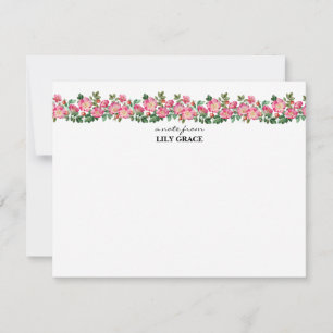 Watercolor Pink Lily Floral Wildflower Thank You Card
