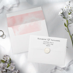 Watercolor Pink Liner & Return Address Envelope