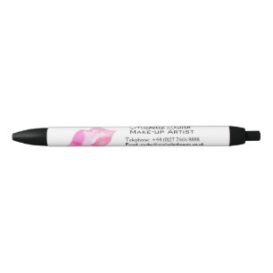 Watercolor pink lips makeup branding black ink pen