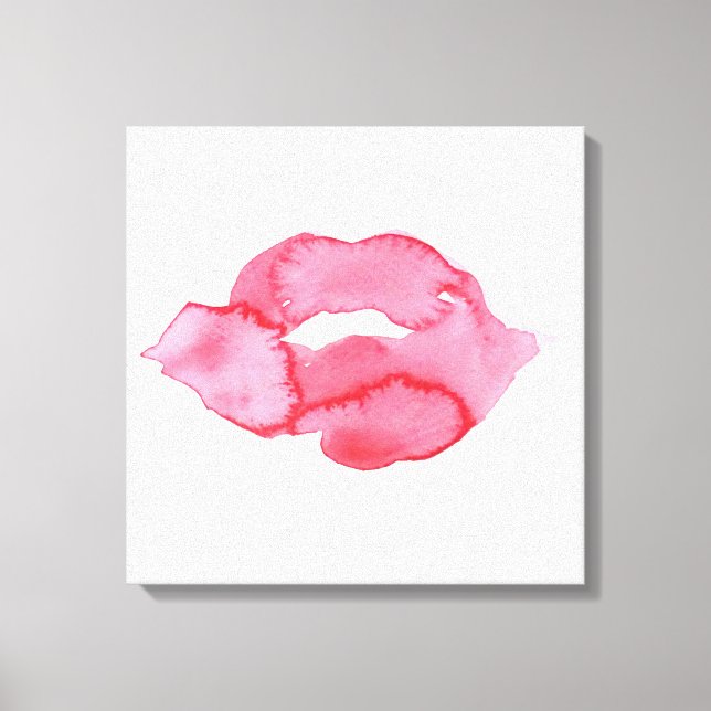 Watercolor pink lips makeup branding canvas print (Front)