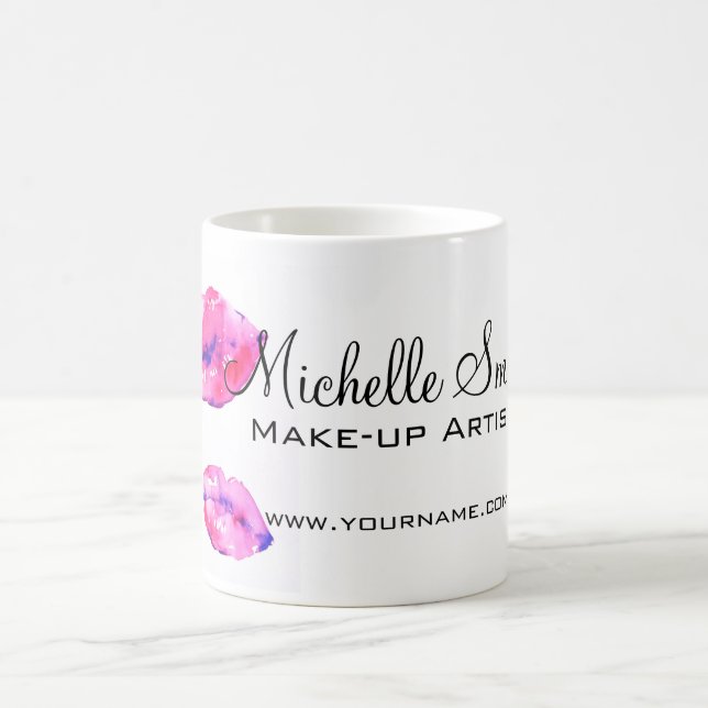 Watercolor pink lips makeup branding coffee mug (Center)