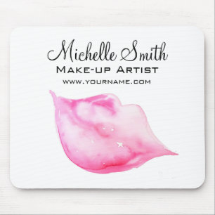 Watercolor pink lips makeup branding mouse pad