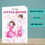 Watercolor Pink Little Sister Birthday Card<br><div class="desc">This sentimental card is especially for that little sister in your life who you have always looked after.  We've written just the right message to speak to the moment; but just in case it needs something personal,  you can customise it with your own words.</div>