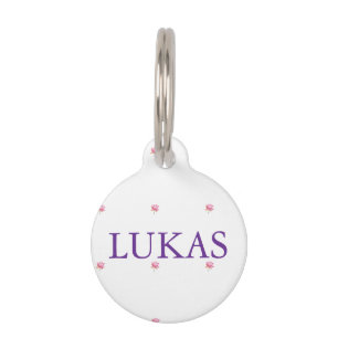 Watercolor Pink Lotus Floral Garden  Pet Tag