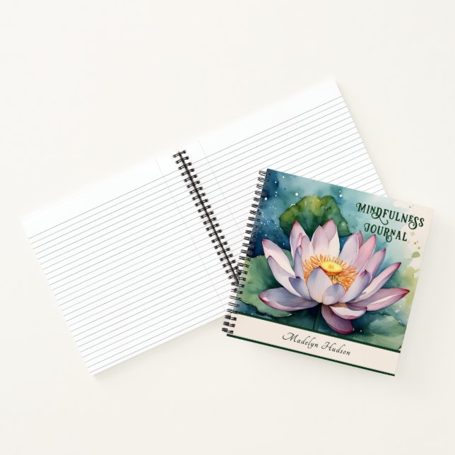 Watercolor Pink Lotus Flower Mindfulness Journal (Inside)