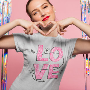 Watercolor Pink Love Lettering T-Shirt