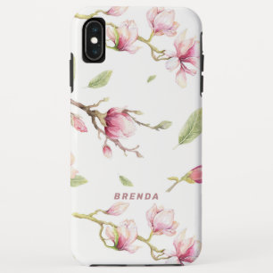 Watercolor pink magnolia flowers & leaves pattern Case-Mate iPhone case
