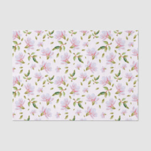 Watercolor Pink Magnolia Flowers Tissue Paper