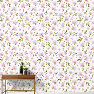 Watercolor Pink Magnolia Flowers Wallpaper